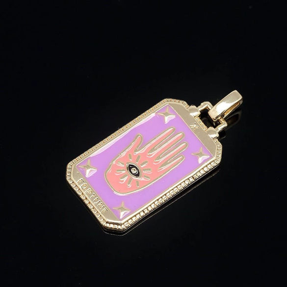 Wholesale Retro Tarot Square Copper Goldplated Geometric Necklace For Women