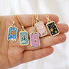 Wholesale Retro Tarot Square Copper Goldplated Geometric Necklace For Women