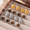 Wholesale Retro Tassel Geometric Natural Tiger Eye Earrings For Women Titanium Steel 18K Gold Plated