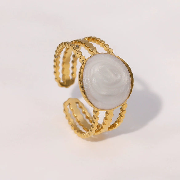 Wholesale Retro Temperament Geometric Simple Allmatch Goldplated Stainless Steel Ring For Women