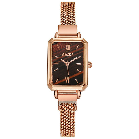 Wholesale Retro Temperament Ladies Casual Watches With Alloy Case And Strap Round Dial Mineral Reinforced Glass Mirror Pin Buckle And Onion Crown