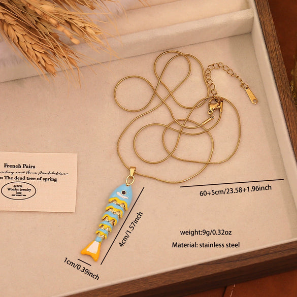 Wholesale Retro Threedimensional Koi Pendant Necklace Made Of Stainless Steel For Jewelry Accessories