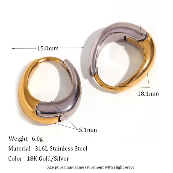 Wholesale Retro Titanium Steel U Shaped Exaggerated Hoop Earrings For Women 18K Gold Plated Stainless Steel And Acrylic Geometric Style Electroplated