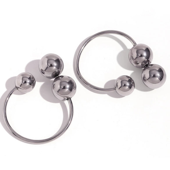 Wholesale Retro Titanium Steel U Shaped Exaggerated Hoop Earrings For Women 18K Gold Plated Stainless Steel And Acrylic Geometric Style Electroplated