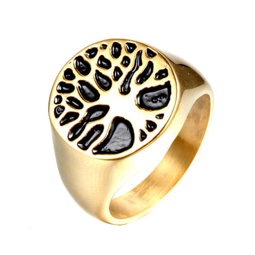 Retro Tree Titanium Steel None 18K Gold Plated Men'S Rings