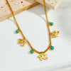 Wholesale Retro Turquoise Eye Stainless Steel Goldplated Jewelry Set For Women