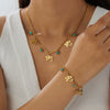 Wholesale Retro Turquoise Eye Stainless Steel Goldplated Jewelry Set For Women