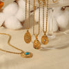 Wholesale Retro Twist Chain Star Moon Pendant Stainless Steel Necklace With Electroplating