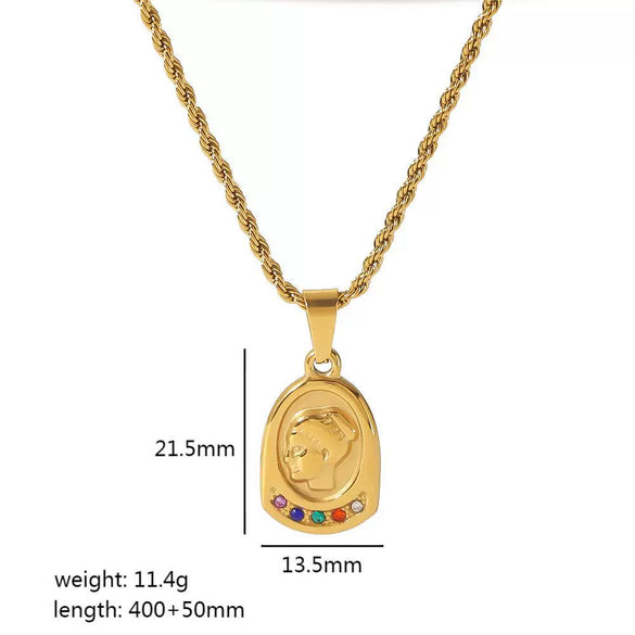 Wholesale Retro Twist Chain Star Moon Pendant Stainless Steel Necklace With Electroplating