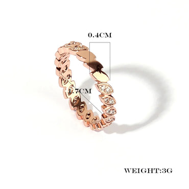 Wholesale Retro Vacation Lolita Horse Eye Copper Inlay Rose Gold Plated Zircon Rings