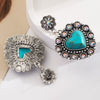 Wholesale Retro Vintage Style Heart Shape Alloy Turquoise Set Earrings For Women