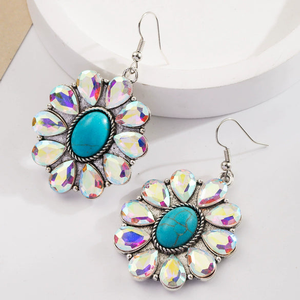 Wholesale Retro Vintage Style Heart Shape Alloy Turquoise Set Earrings For Women