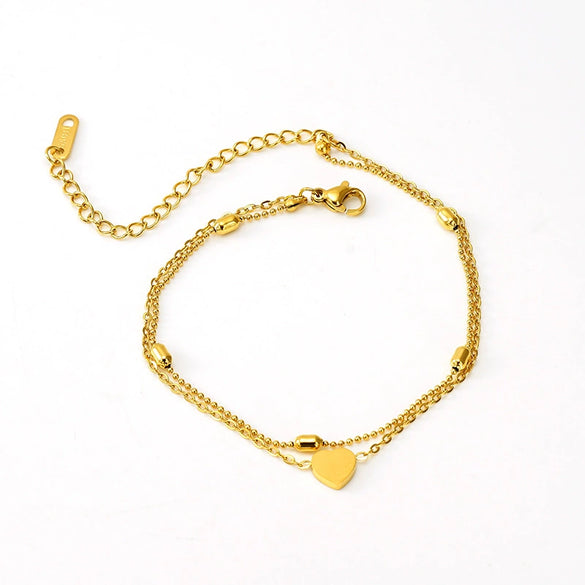 Wholesale Retro Women's 316L Stainless Steel Heart Anklet Jewelry