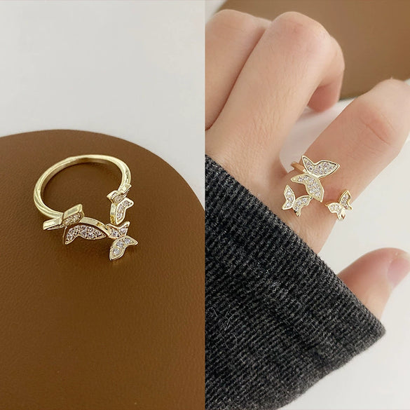 Wholesale Retro Zircon Metal Open Ring For Women Geometric Pattern Copper Electroplated