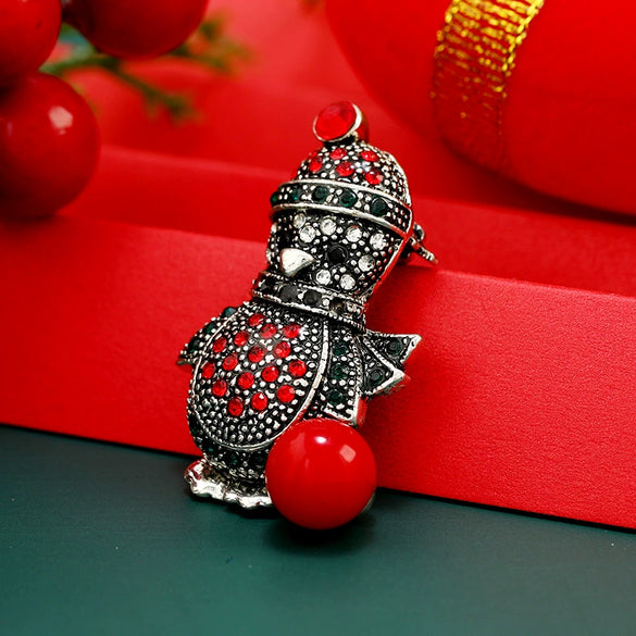 Wholesale Rhinestone Diamond Christmas Brooch With Cartoon Character Design For Women And Unisex