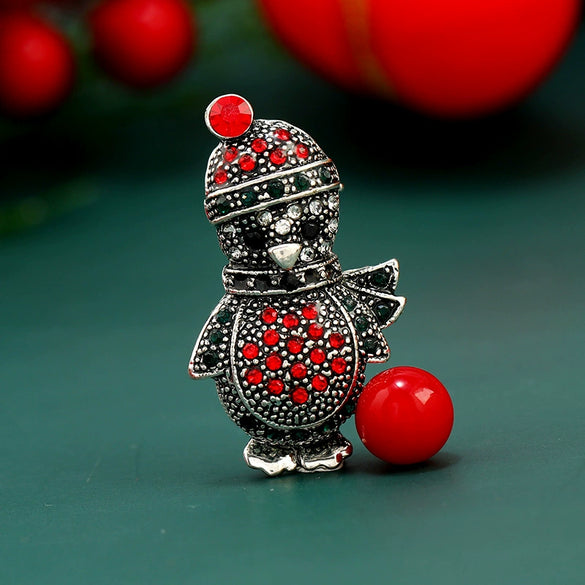 Wholesale Rhinestone Diamond Christmas Brooch With Cartoon Character Design For Women And Unisex