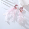 Wholesale Rhinestone Feather Earrings Geometric Style Diamond Design For Women