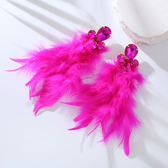 Wholesale Rhinestone Feather Earrings Geometric Style Diamond Design For Women