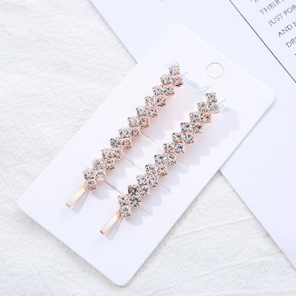 Wholesale Rhinestone Hair Accessories Simple Geometric Style Electroplated Claw Chain Oneword Hairpin Bridal Headband Side Clip