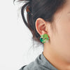 Wholesale Rhinestone Handmade Oil Dropping Gradient Bow Butterfly Iris Flower Fashion Women's Earrings Set With Diamonds
