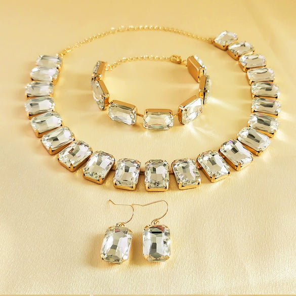 Wholesale Rhinestone Jewelry Geometric Fashion Set For Women