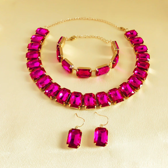 Wholesale Rhinestone Jewelry Geometric Fashion Set For Women