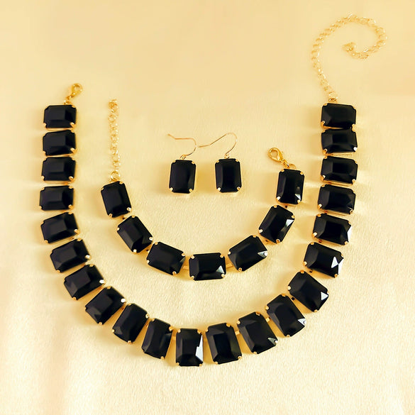 Wholesale Rhinestone Jewelry Geometric Fashion Set For Women