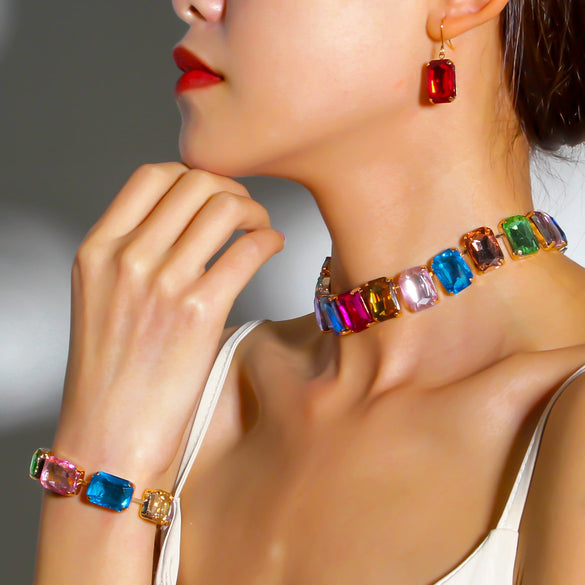 Wholesale Rhinestone Jewelry Geometric Fashion Set For Women