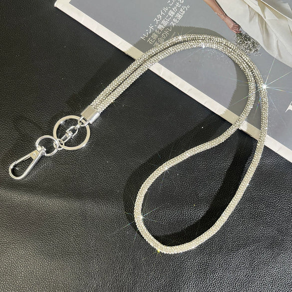 Wholesale Rhinestone Mobile Phone Lanyard And Crossbody Chain Light Luxury Semimanual Design Hanging Neck Pattern