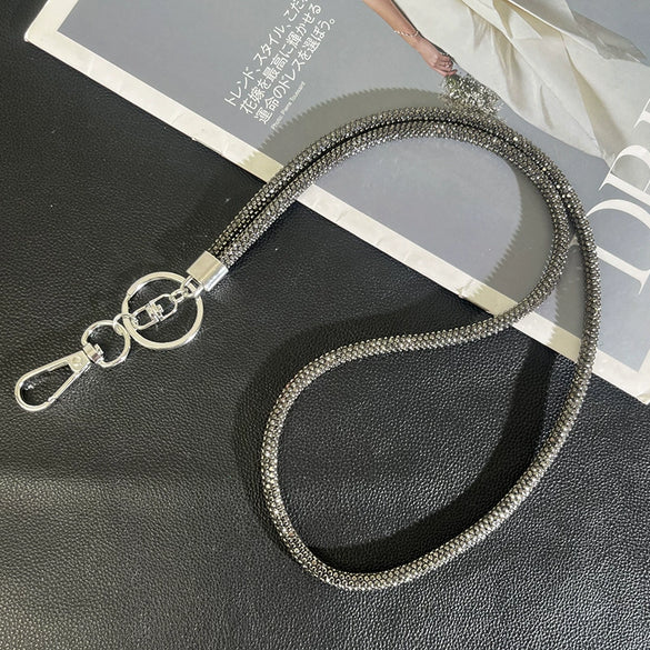 Wholesale Rhinestone Mobile Phone Lanyard And Crossbody Chain Light Luxury Semimanual Design Hanging Neck Pattern
