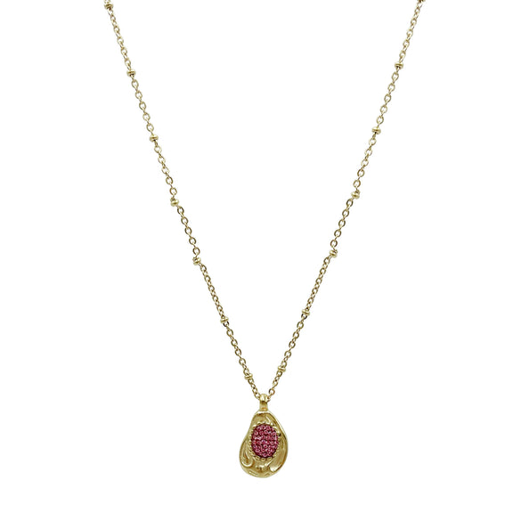 Wholesale Rhinestone Pendant Necklace French Retro Geometric Stainless Steel 18K Goldplated Clavicle Chain For Women