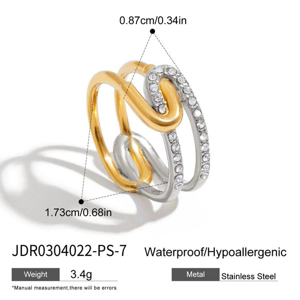 Wholesale Rhinestone Ring Titanium Steel Non Fading Geometric Style Electroplated Women's Jewelry
