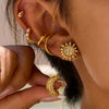 Wholesale Rhinestone Stainless Steel Geometric Sun Earrings For Women Light Luxury Non Fading Electroplated Minimalist Jewelry