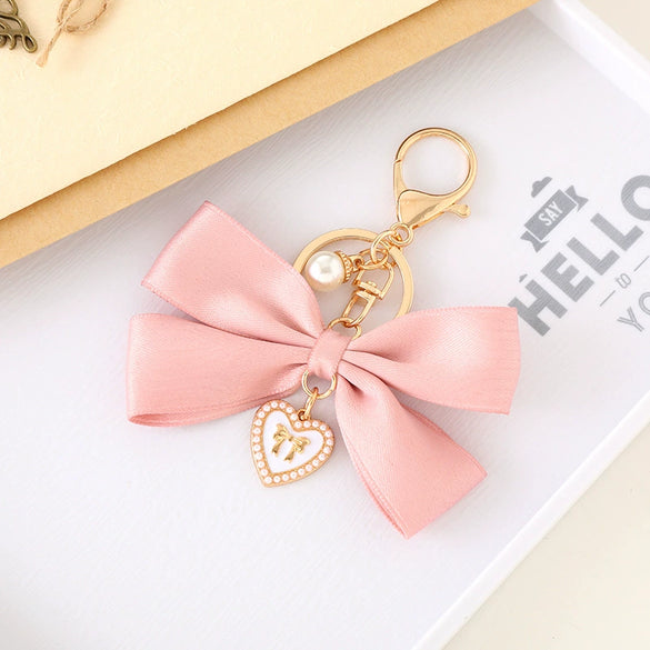 Wholesale Ribbon Bow Fabric Keychain Hanging Ornaments Semi Manual Accessories