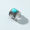 Wholesale Ring Alloy Geometric Blue Turquoise Inlaid Retro Elegant Versatile Creative Exaggerated Joint Open