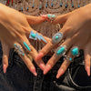 Wholesale Ring Alloy Retro Distressed Totem Turquoise Geometric Animals Zodiac Electroplated