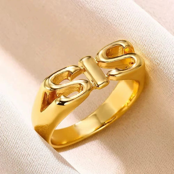 Wholesale Ring Alloy Retro Style Letter Pattern Electroplated Jewelry