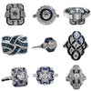 Wholesale Ring Alloy White Sapphire Zircon Rhombus Electroplated Unisex