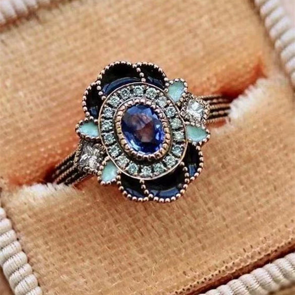 Wholesale Ring Alloy White Sapphire Zircon Rhombus Electroplated Unisex