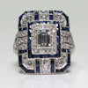 Wholesale Ring Alloy White Sapphire Zircon Rhombus Electroplated Unisex