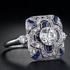 Wholesale Ring Alloy White Sapphire Zircon Rhombus Electroplated Unisex