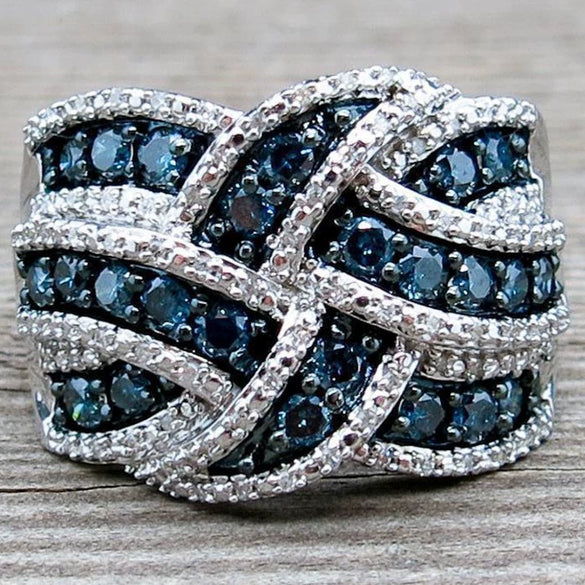 Wholesale Ring Alloy White Sapphire Zircon Rhombus Electroplated Unisex