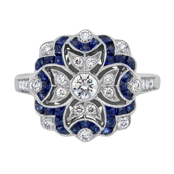 Wholesale Ring Alloy White Sapphire Zircon Rhombus Electroplated Unisex