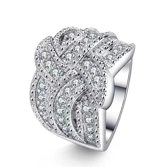Wholesale Ring Alloy White Sapphire Zircon Rhombus Electroplated Unisex