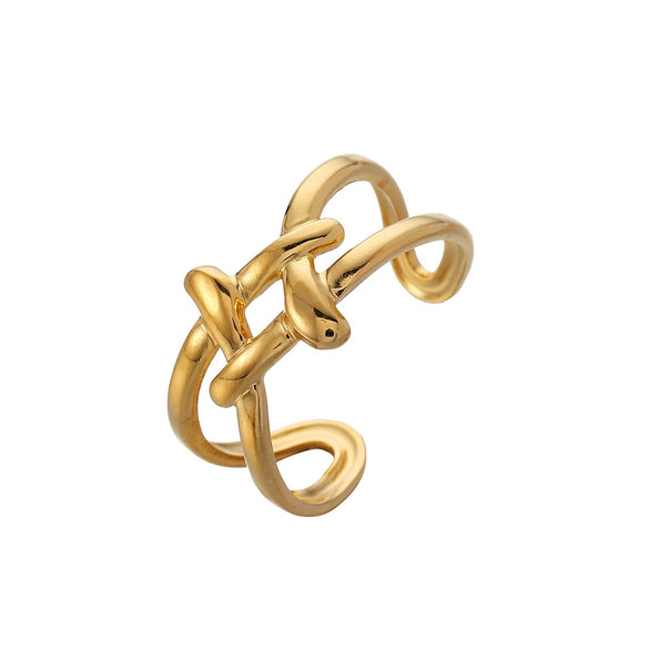 Wholesale Ring And Bracelet Elegant Style Titanium Steel Gold Plated Geometric And Leaves Heart Design
