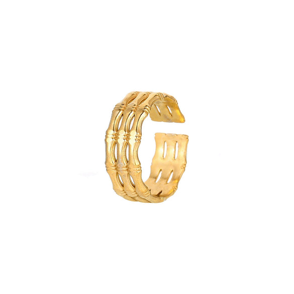 Wholesale Ring And Bracelet Elegant Style Titanium Steel Gold Plated Geometric And Leaves Heart Design