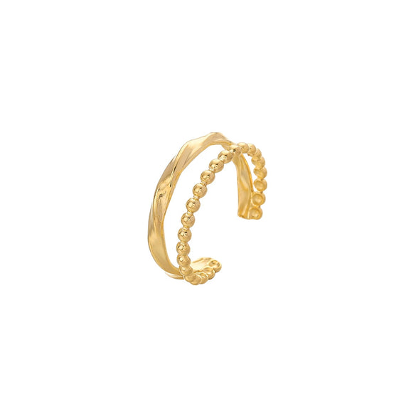 Wholesale Ring And Bracelet Elegant Style Titanium Steel Gold Plated Geometric And Leaves Heart Design