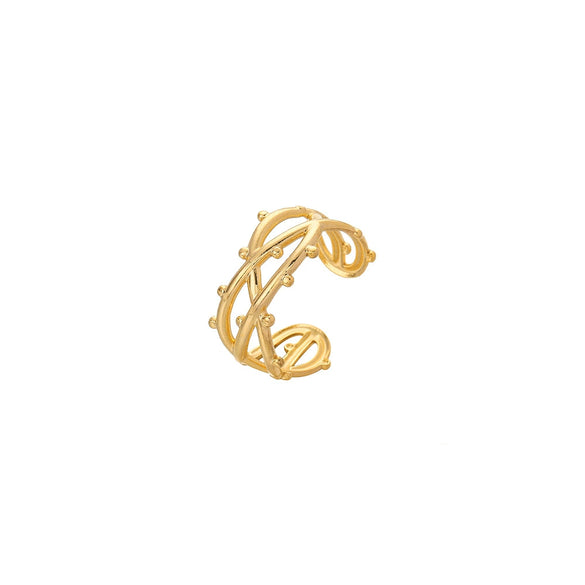 Wholesale Ring And Bracelet Elegant Style Titanium Steel Gold Plated Geometric And Leaves Heart Design