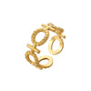 Wholesale Ring And Bracelet Elegant Style Titanium Steel Gold Plated Geometric And Leaves Heart Design