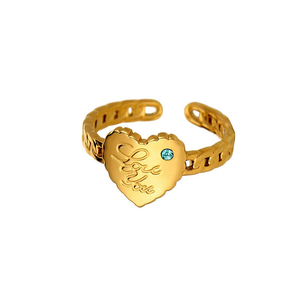 Wholesale Ring And Bracelet Elegant Style Titanium Steel Gold Plated Geometric And Leaves Heart Design